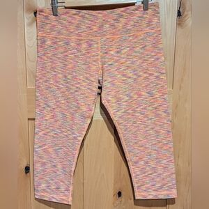Lululemon Wunder Under Rare Print 20" Crop Leggings Mid-Rise Peach/Pink Sz 12